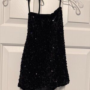 VERO MODA tie neck black sequin top size small